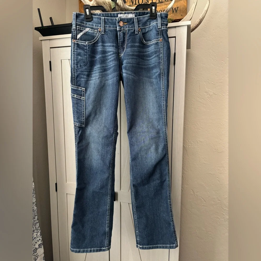 Ariat Rebar Mid Rise Durastretch Nightride Riveter Straight Jean L (fit like R) - Picture 5 of 14